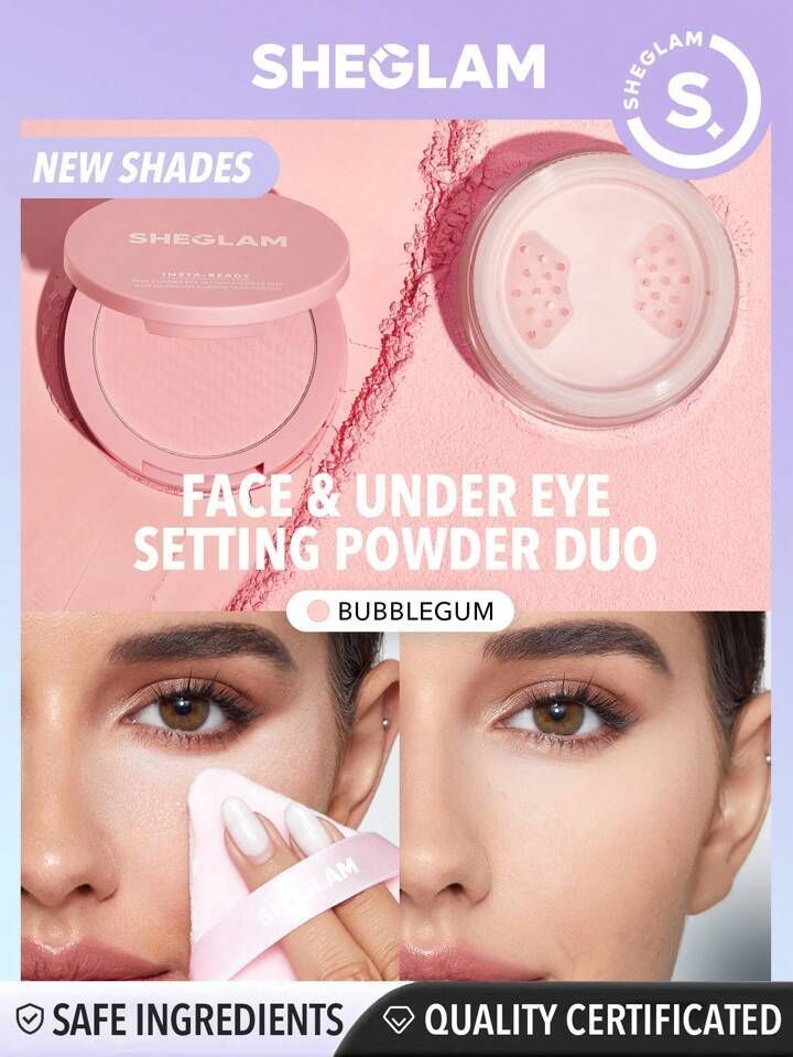 SHEGLAM INSTA-READY FACE & UNDER EYES SETTING POWDER DUO- BUBBLEGUM