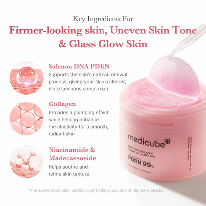 MEDICUBE PDRN Pink Collagen Toning Gel Toner Pad