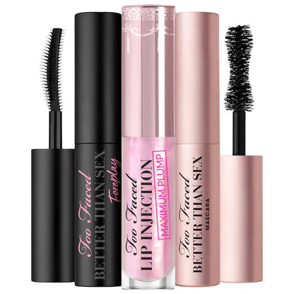 Too Faced  Mini Lashes & Lips On The Fly: Primer, Mascara + Lip Plumper Set
