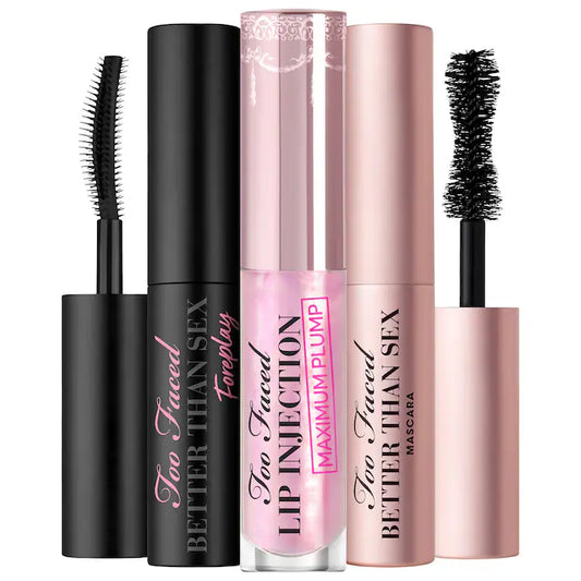 Too Faced  Mini Lashes & Lips On The Fly: Primer, Mascara + Lip Plumper Set