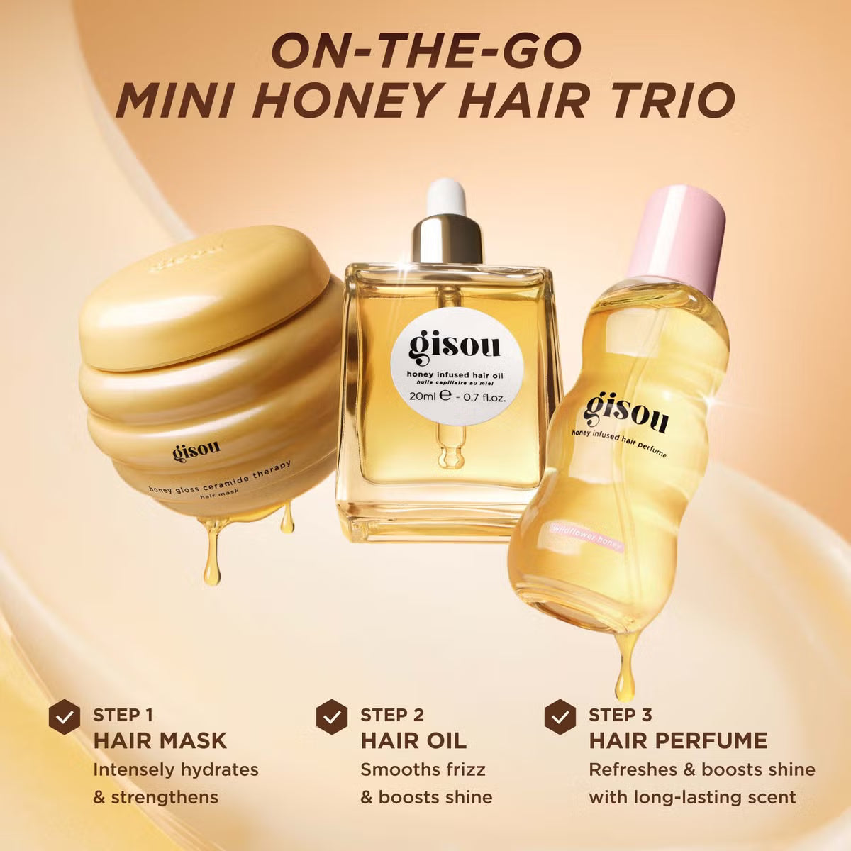 GISOU On-The-Go Honey Hair Trio